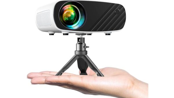 Mini Projector for iPhone, ELEPHAS 2024 Upgraded 1080P HD Projector, 8000L Portable Projector with Tripod, Movie Projector Compatible with Android/iOS/Windows/TV Stick/HDMI/USB