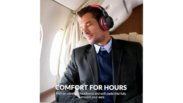MOVSSOU E7 Active Noise Cancelling Headphones Bluetooth Headphones Wireless Headphones Over Ear with Microphone Deep Bass, Comfortable Protein Earpads, 30 Hours Playtime for Travel/Work, Black - Image 4
