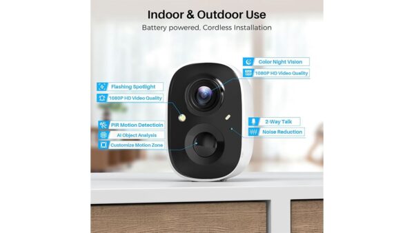 Security Cameras Wireless Outdoor, Outside Cameras for Home Security with AI Motion Detection, Battery Powered, 2K Color Night Vision, IP66 Weatherproof, 2-Way Talk, SD/Cloud Storage (4 Packs) - Image 2