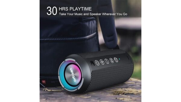 Ortizan Portable Bluetooth Speaker: IPX7 Waterproof, 24W Loud Sound, Deep Bass, Bluetooth 5.3, LED Lights, Wireless Stereo Pairing, 30H Playtime, for Home/Outdoor/Party/Beach, Birthday Gift (Black) - Image 3