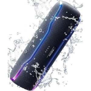 Portable Bluetooth Speaker, IPX7 Waterproof Wireless Speakers with Colorful Flashing Lights, 25W Super Bass 24H Playtime, 100ft Range,