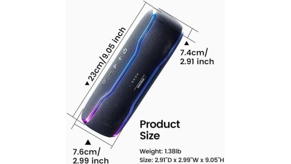 Portable Bluetooth Speaker, IPX7 Waterproof Wireless Speakers with Colorful Flashing Lights, 25W Super Bass 24H Playtime, 100ft Range, - Image 3