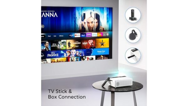 TMY Mini Projector, Upgraded Bluetooth Projector with Screen, 1080P Full HD Portable Projector, Movie Projector Compatible with TV Stick Smartphone/HDMI/USB, indoor & outdoor use - Image 5