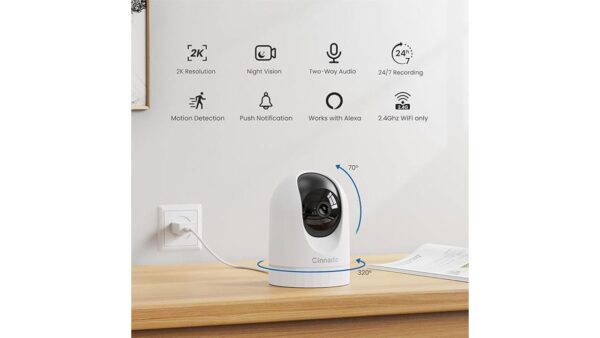 2K Home Security Cameras-2.4Ghz WiFi Indoor Camera with 360° Motion Detection for Pets/Nanny/Baby/Dog, 2 Way Audio, 24/7 SD Card Storage, Cloud Storage, Works with Alexa & Google Home, D1 4P - Image 2