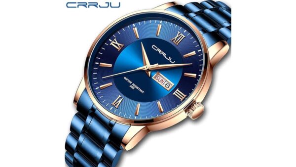 CRRJU Men's Fashion Luxury Stainless Steel Watches for Men Business Auto Date Chronograph Analog Quartz Wristwatches - Image 4