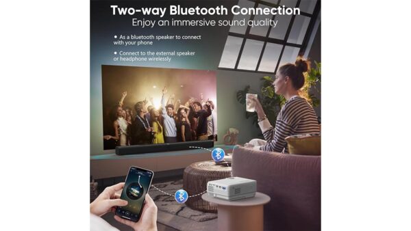 Projector with WiFi and Bluetooth, Upgrade Outdoor Projector, Mini Movie Projector Supports 1080P Synchronize Smartphone Screen by WiFi/USB Cable for Home Entertainment - Image 4