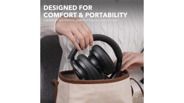 1Mii Y8 Hybrid Active Noise Cancelling Headphones, Hi-Res LDAC Wireless Audio, 75H Ultra-Long Playtime, Comfort Fit & Foldable Over Ear Bluetooth Headphones for Travel, Home, Office -Black - Image 4
