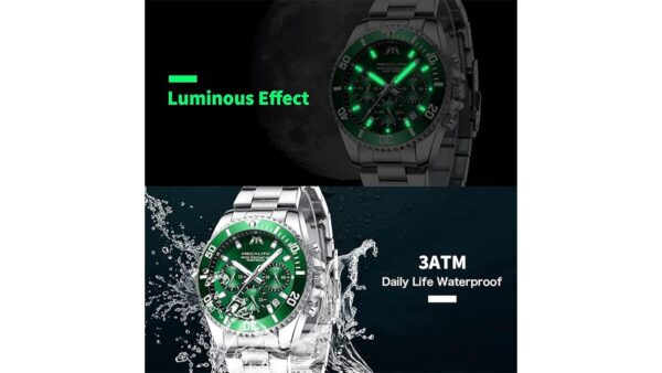 MEGALITH Mens Watches Stainless Steel Waterproof Analog Quartz Fashion Business Chronograph Watch for Men, Auto Date - Image 3